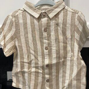 Rylee + Cru collared short sleeve shirt in Autumn stripe -size 18-24M
